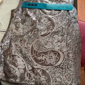 Banana Republic Sequined Floral Paisley Sleeveless Dress Top - Taupe & Silver